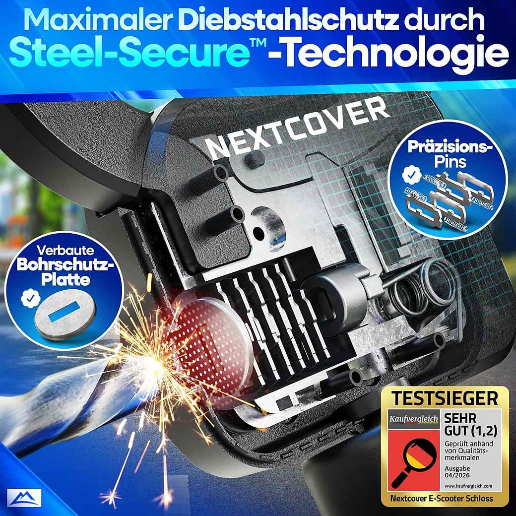 NEXTCOVER E-Scooter-Schloss – Kettenschloss – 90 cm – Steel-Secure – 3 Schlüssel