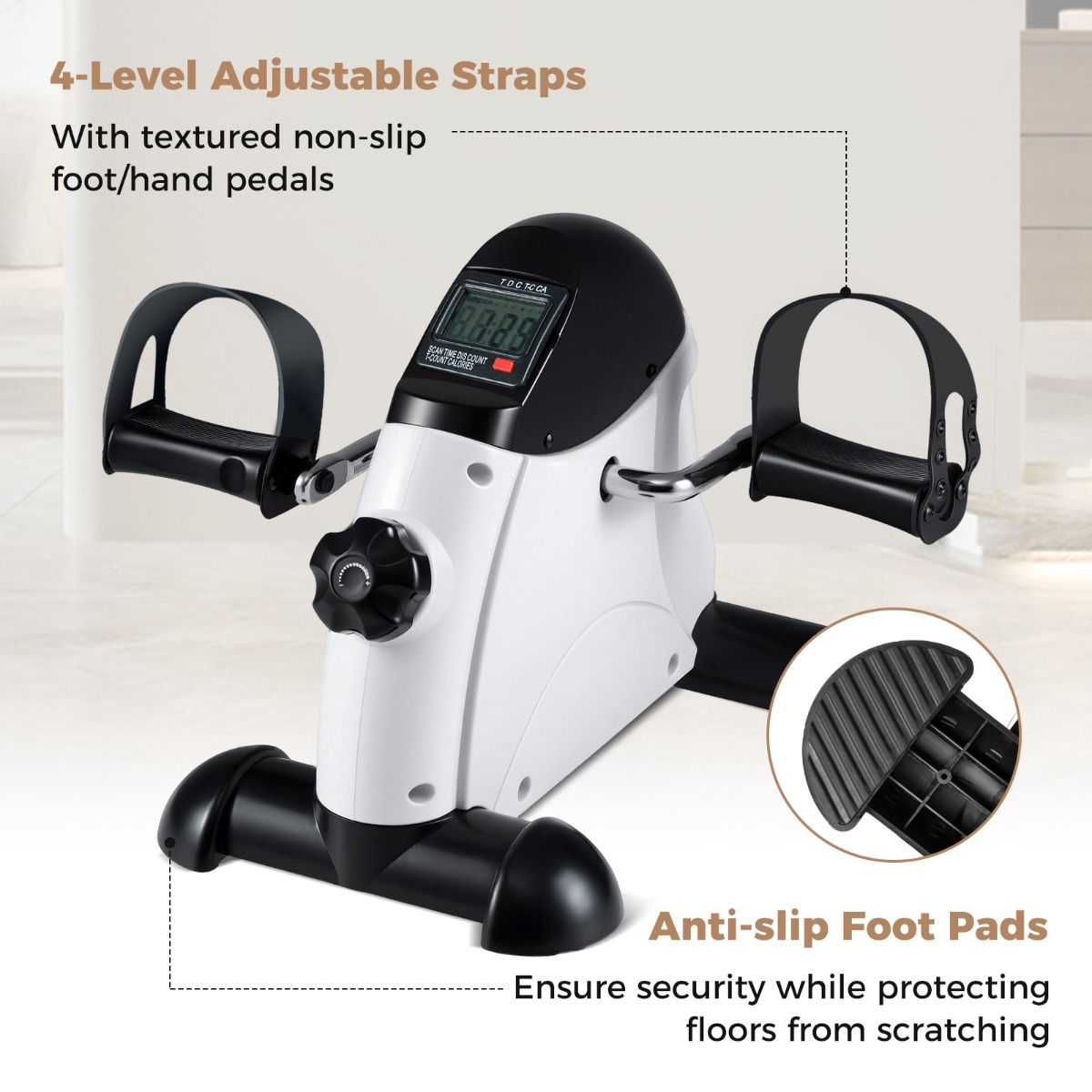 Coast Mini-Heimtrainer – Arm- und Beintrainer – Einstellbarer Widerstand – Weiß
