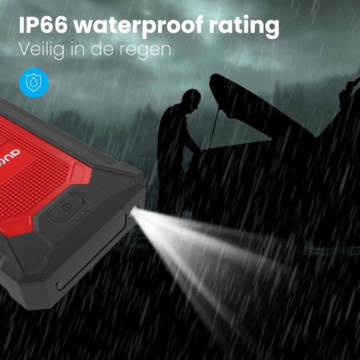 Auronic 12V Starthilfe für Auto 600A / 7.200 mAh 4-in-1 Starthilfe inkl. Tasche - Rot/Schwarz