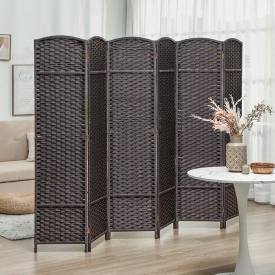HOMCOM Raumteiler aus Polypropylen und Kiefernholz, 240 L x 1,6 B x 170 H cm, braun
