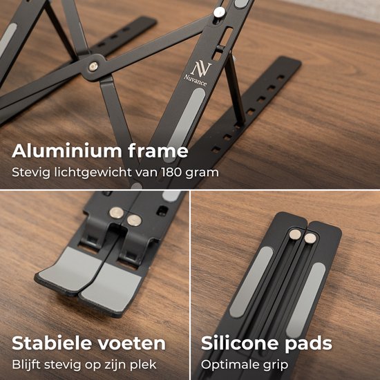 Nuvance Laptop-Ständer – Laptop-Ständer – Verstellbar – bis 17 Zoll – Tablet-Ständer – Laptop-Halterung – Erhöhung