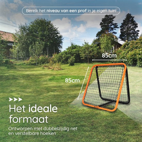 Volcan Adjustable Rebounder - Fußball-Trainingsgerät - Doppelseitiger Fußball-Bouncer - 85 x 85 cm - Inklusive Bodenanker - Doppelte Progression