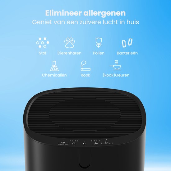 Auronic Luftreiniger Fresh Pro - Mit HEPA 13 Filter - 300 m³/h - 65 m² - Kohlefilter - 3 Stufen - Luftreiniger - Schwarz