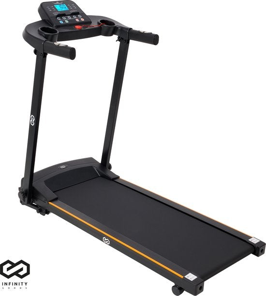 Infinity Goods - Laufband mit Neigungsfunktion - klappbar - inkl. Tablet-Halterung - bis zu 12 km/h - 132 x 60 x 117 cm - Schwarz