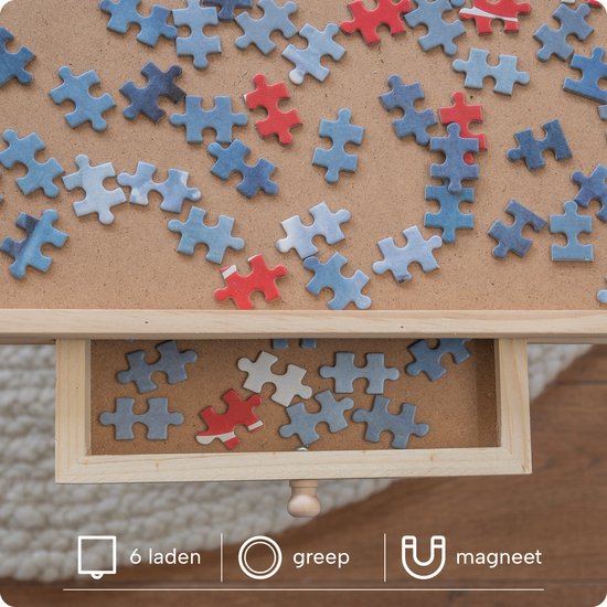 Puzzleplatte für 1000 Puzzleteile mit 6 Schubladen – Puzzlematte mit Aufbewahrungssystem – Puzzlebrett aus Holz – Puzzletisch inklusive Abdeckplatte – BREND BR-2216