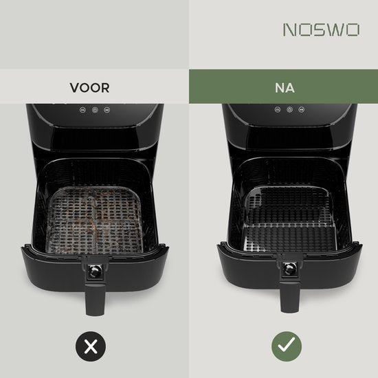 Noswo Airfryer Silikontablett - 4er-Set mit Handschuhen - 20,5x20,5 cm - Alternative zu Backpapier - Zubehör - Korb - Backform - XXL