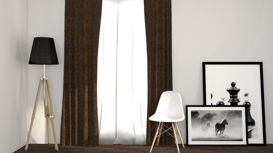 Larson - Luxuriöser gewebter Verdunkelungsvorhang - Haken - Schokoladenbraun - 150 x 250 cm - Verdunkelung & Konfektion