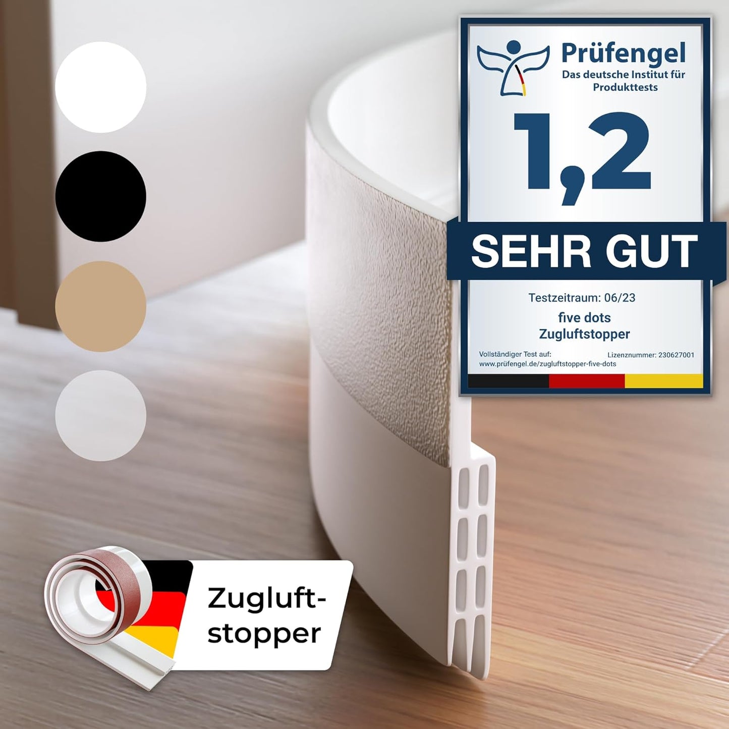 five Dots Entwurfsstreifen mit Kleberand - Silikon reinweiß - 1 Stück