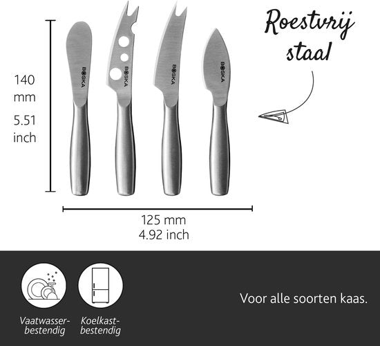Boska Käsemesser-Set Mini Copenhagen - Käsemesser - 4er-Set - Käsemesser - spülmaschinenfest - Edelstahl