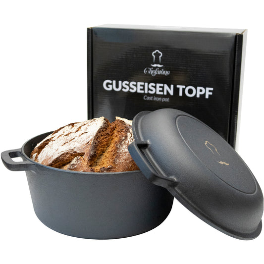 Chefarone Gußeisenpfanne - 2-in-1-Kasserolle - Inklusive Deckel - Für alle Wärmequellen geeignet