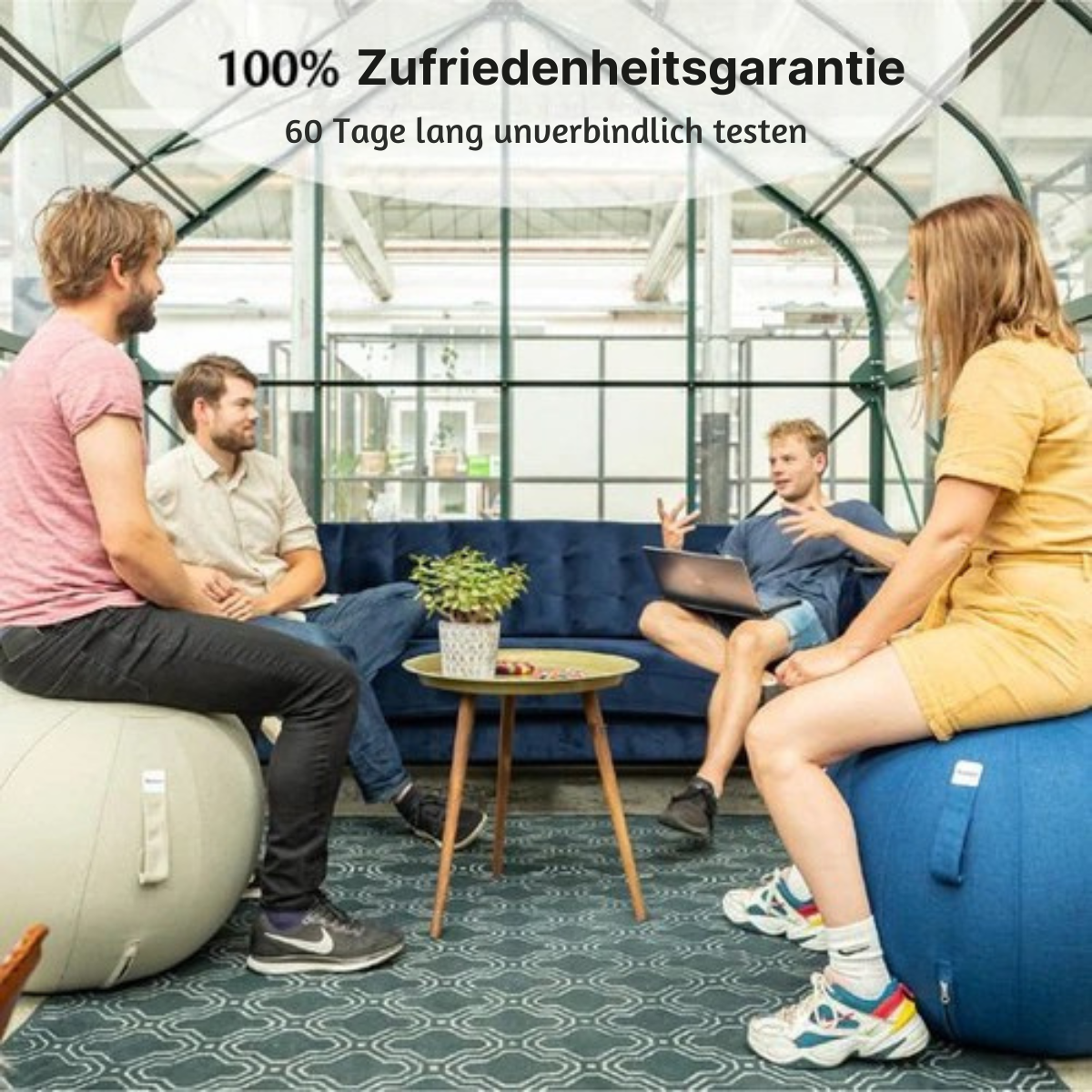 Backerz® - Sitzball Büro und Zuhause 65 CM - Luxus-Yoga-Ball - Sitzball mit Hülse - Ergonomischer Bürostuhl-Ball - Leinen Dunkelgrau