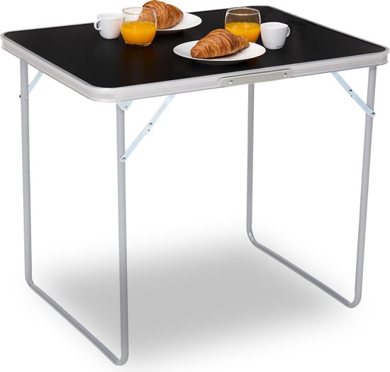 Infinity Goods Campingtisch - Klappbar - Gartentisch - 80x60x70 cm - Outdoor/Indoor - Tragegriff - Kompakt - Aluminium - Schwarz