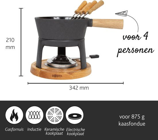 Boska Fondue Set Pro - Käsefondue - 1,2 L - Für jedes Kochfeld - Inkl. vier Fonduegabeln