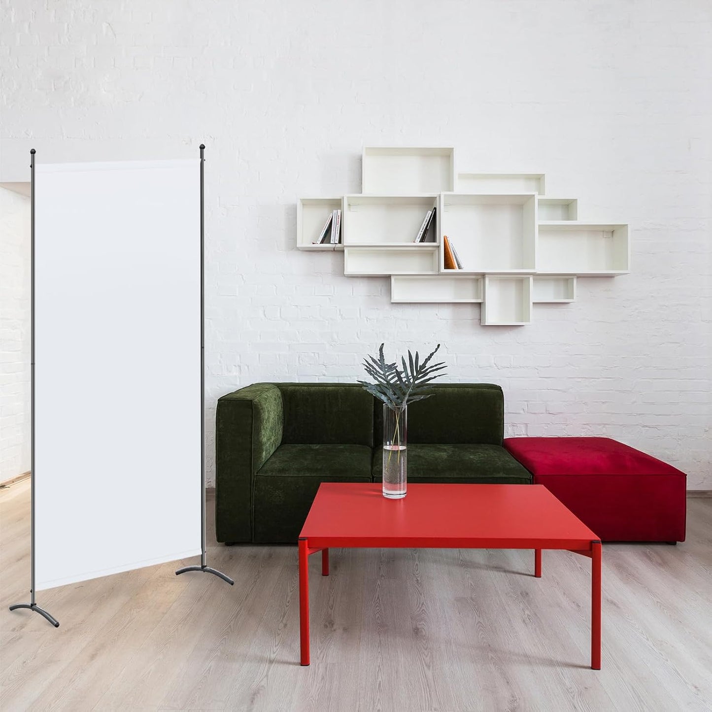 Angel Living Paravent - 1-teilig - 80x180 cm - faltbar - Stahl & 160 g/m² Polyester - Raumteiler & Sichtschutz - Weiß