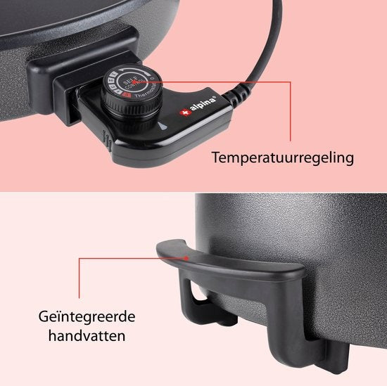 alpina Elektro-Kasserolle mit Deckel - Party-Pfanne 42cm - Antihaft und Thermostat - 1500W