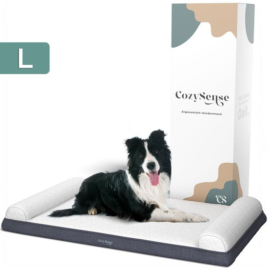 CozySense® Orthopädisches Hundekissen - 90 X 54 cm - Größe L - Wasserdicht - Geeignet als Sitzkissen & Hundebett - Waschbarer Bezug - Weiß