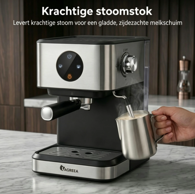 Iagreea Espressomaschine CM3050 – 20 bar – Dampfdüse – 1,5 l – Edelstahl