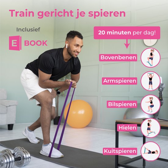 Nuvance - Widerstandsbänder Set inkl. Tragetasche - 5er Set - Widerstandsbänder - Fitness Elastic - inkl. eBook - Pink