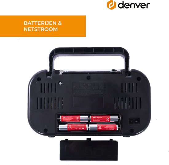 Denver FM Radio Retro - Batterie- oder netzbetrieben - Küchenradio - Tragbares Radio - TR51 - Weiß