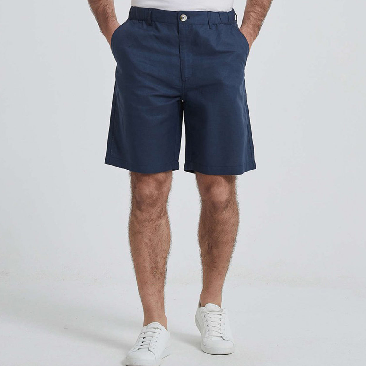 William de Faye Leinen Chino Shorts - Marineblau Größe XL