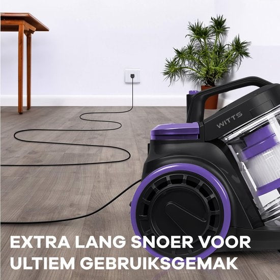 WITTS - Luxe Staubsauger - Beutellos - 30 kPa - Schwarz/Lila