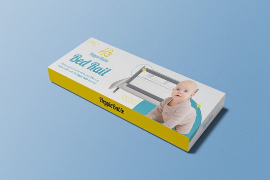 HeppieBabie Bettgitter - Universal - Extra lang 150 CM - Verstellbar - Grau mit Sicherheitsnetz - Bettgitter - Bettgestell