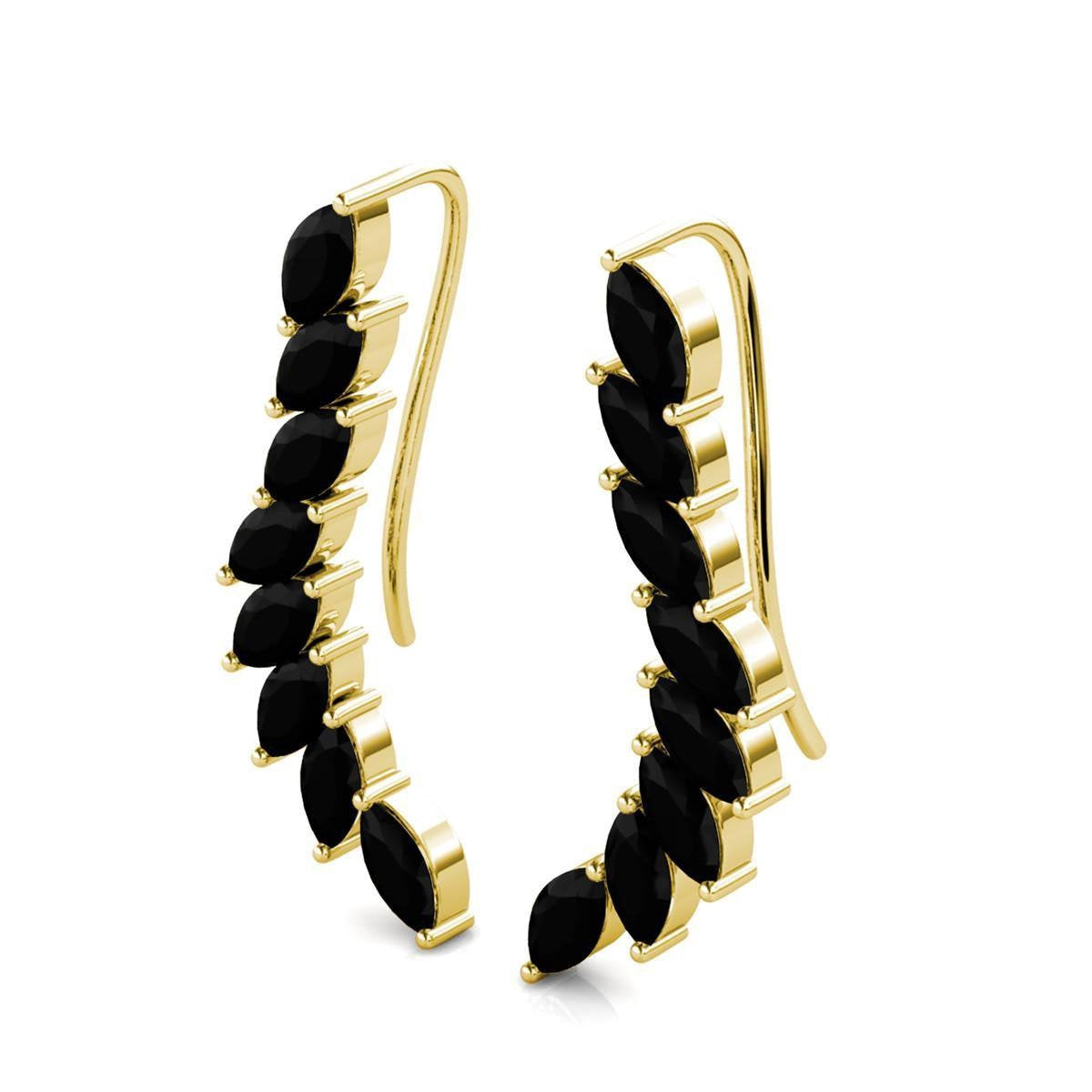 Yolora Damen Ohrringe - Kalpa Camaka Kristalle - Gold - Schwarzer Kristall - 18K Gelbgold vergoldet - Damen Ohrringe Gold - Schmuck - Luxuriöse Geschenkbox - Geschenkbox - Exklusive Geschenkbox - Schöne Geschenkverpackung