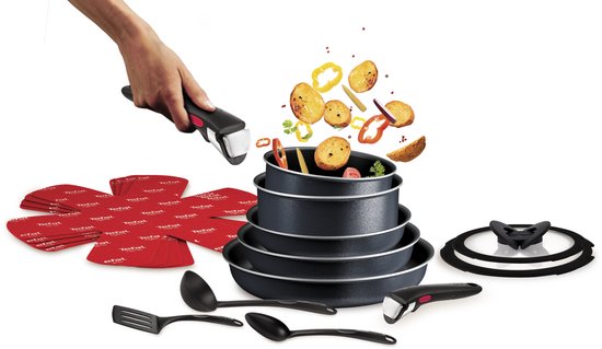 Tefal Ingenio So Light – Kochgeschirrset – 16-teilig – Induktionsgeeignet – Stapelbar – Abnehmbare Griffe – Platzsparend