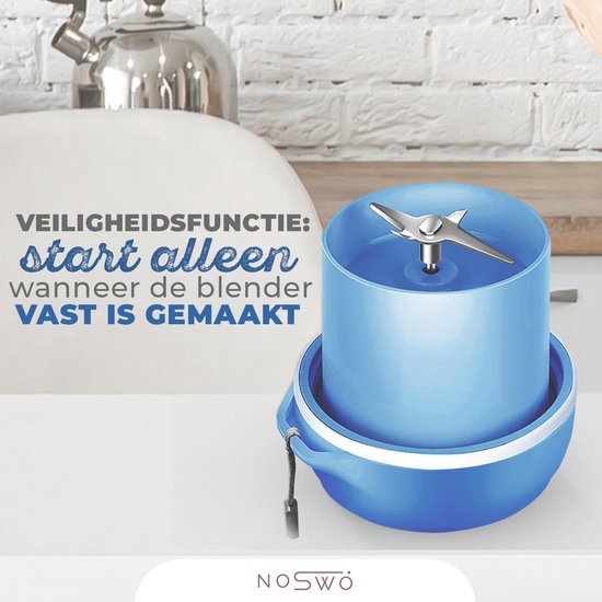 Noswo Blender To Go - Tragbarer Mixer - Tragbarer Mixer - Mini-Mixer für unterwegs - Smoothie Maker - Kabelloser Mixer - Blau