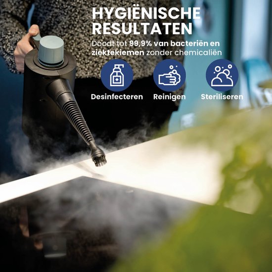 Nexxt Kabelloser Dampfreiniger mit Zubehör - Wassertank 360 ml - Bis zu 135 °C und 3,5 Bar - Für Böden und Polster - 1350 Watt - Schwarz