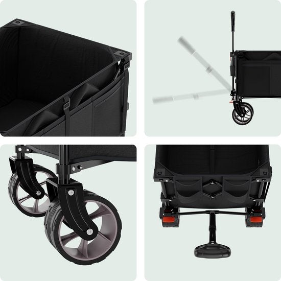 LifeGoods Wagon - XL - faltbar - 200L - 150KG Tragfähigkeit - Schwarz