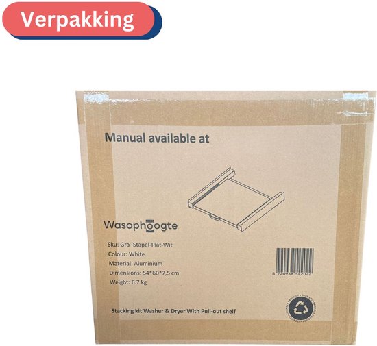 Waschhöhenausgleich® Zwischenstück für Waschmaschine und Trockner – Stapelset für Waschmaschine und Trockner – Zwischenrahmen – Für alle Modelle geeignet – Weiß