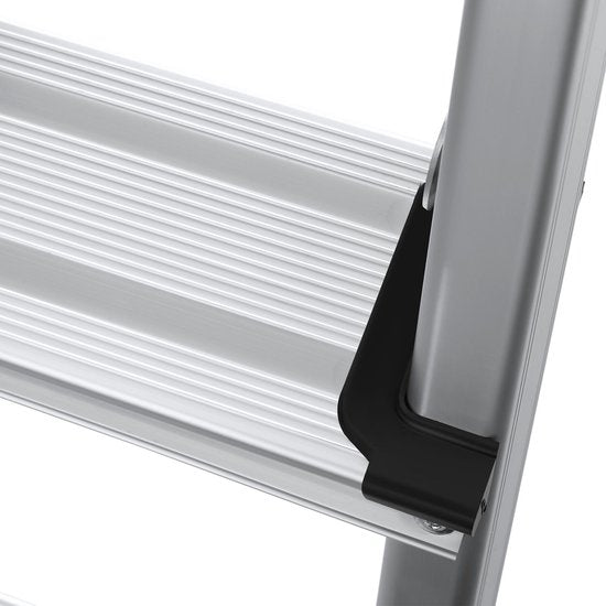 tectake® Doppelseitige Aluminium-Küchenleiter – 2 Sprossen – 38,5 cm – Stabile Leiter – Zusammenklappbare Trittleiter – Rutschfeste Haushaltsleiter