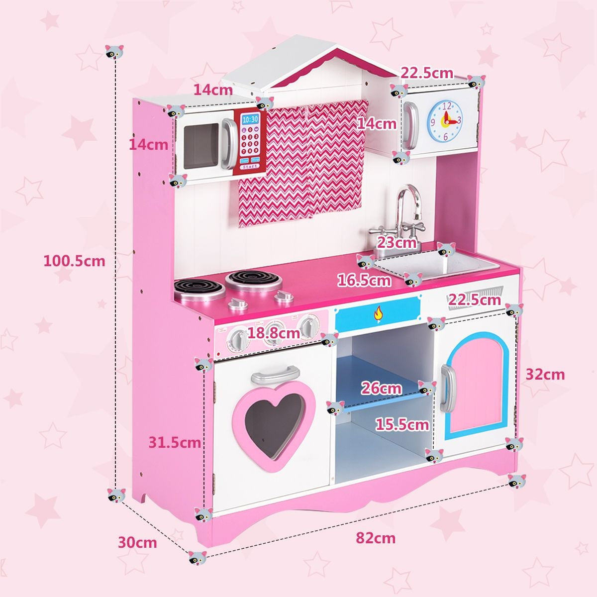Küste Spielküche - MDF - 82 x 30 x 101 cm - Rosa