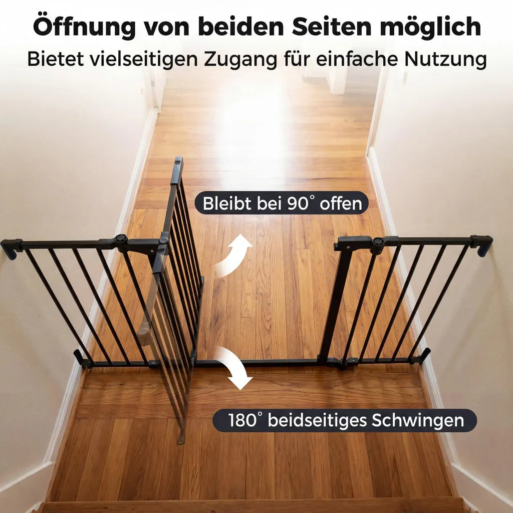 Coast 3-teiliges Treppengitter – Verstellbar 74,5–198 × 74,5 cm – Schwarz