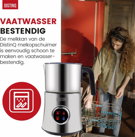 DistinQ® Milchaufschäumer - Induktions-Milchaufschäumer elektrisch mit Display - Elektrischer Milchaufschäumer spülmaschinenfest - Zum Aufschäumen und Erhitzen