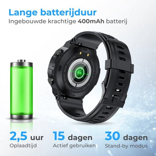 Nuvance Outdoor Smartwatch K22 - 45mm - Touchscreen - IP67 Wasserdicht - iOS & Android