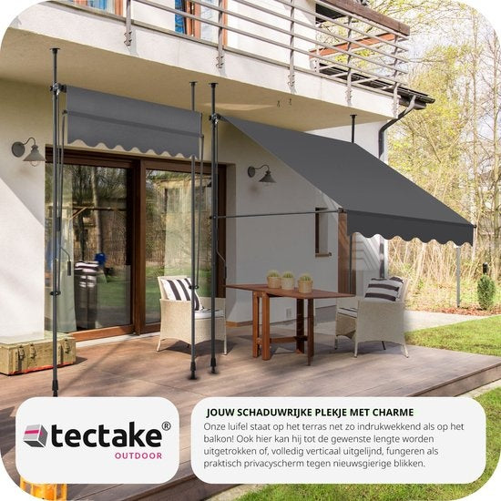 tectake - Klemmmarkise hellgrau 150 x 180 cm