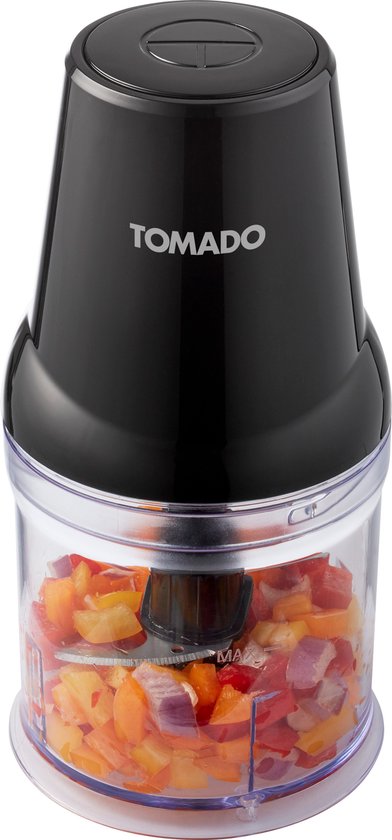 Tomado TCH2001B - Zerkleinerer - 360 ml - 2 Edelstahlklingen - 400 Watt - Schneiden, hacken und mixen - Schwarz