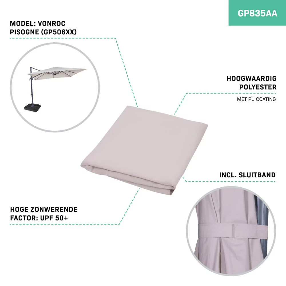 Sonnenschirmtuch - 300x300cm - Für schwimmenden Sonnenschirm Pisogne GP506XX | Beige