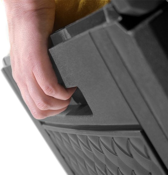 Aufbewahrungsbox 310 l, UV-beständig, wetterfest, mit Rollen, Gartenbox in Rattan-Optik, Anthrazit