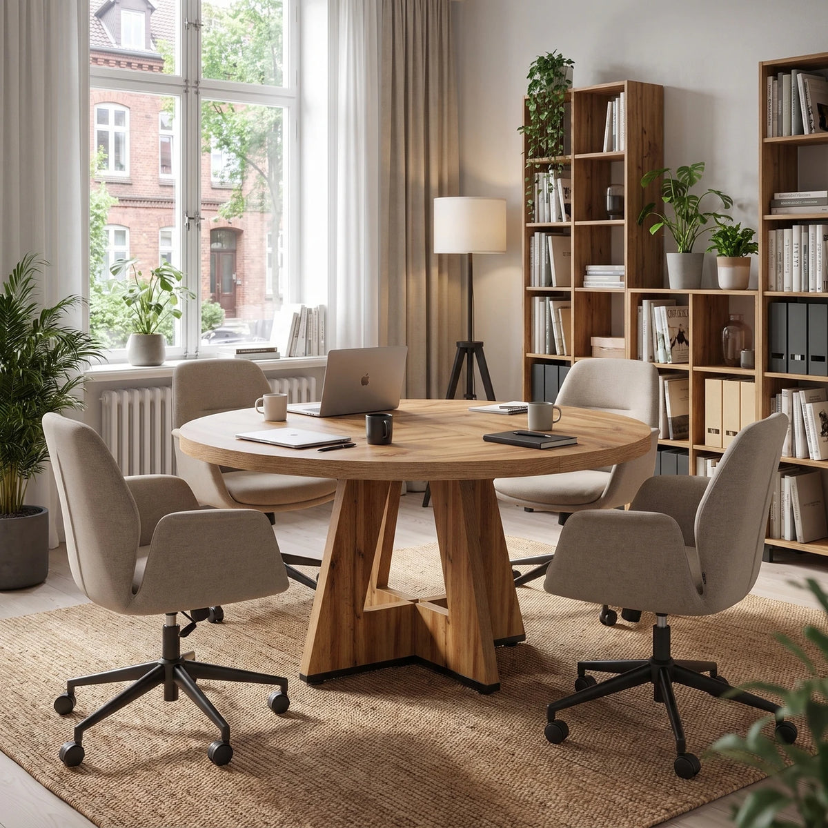 Lantine Runder Esstisch 120 cm – Landhaus-Küchentisch für 4 Personen – Stabiles Metallgestell – Rustikale Optik