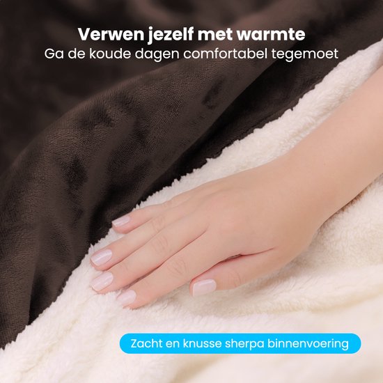 Auronic Electric Blanket - Wärmedecke - Sherpa Fleece - 9 Wärme- und Timer-Einstellungen - Decke - 200x180 - 2 Personen - Braun