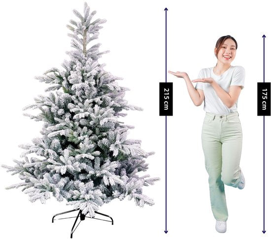 Black Box Trees Grimshaw Baum – Weihnachtsbaum mit Frost- und Schneeeffekt – Weihnachtsdekoration für den Innenbereich – Kunstbaum mit Scharnierkonstruktion – H 215 x Ø 152 cm – Grün