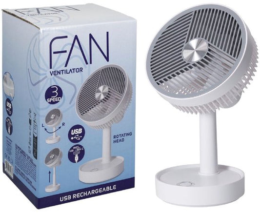 van der Meulen Tischventilator, wiederaufladbar, USB, weiß, Spielzeug