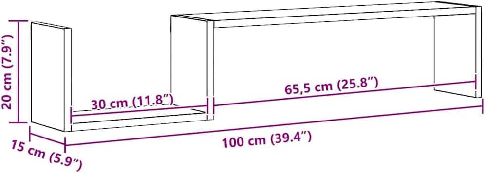 vidaXL Wandregale, 2er-Set – 100 x 15 x 20 cm – Schwarz – Lackiertes Holz