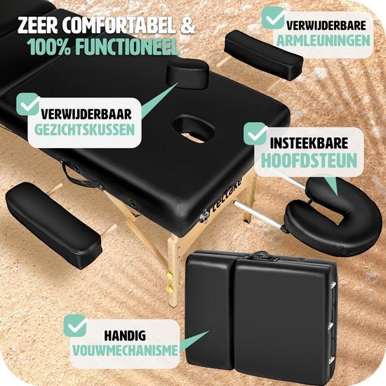 tectake - Massageliege Behandlungsliege mit 10 cm hoher Matratze + Tragetasche - extra dick gepolstert, wasser- und ölabweisender Vinylbezug, faltbar, inklusive Aufbewahrungstasche, ideal für Salon, Tattoo, Therapie - schwarz
