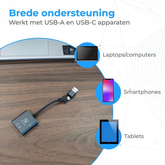 Nuvance SD-Kartenleser – SD-Kartenleser – 3-in-1 – SD-Kartenleser – USB-C & USB-A – Micro-SD-Kartenleser – TF-Karte