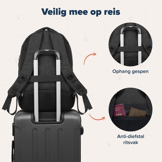 TRVLMORE Rucksack - 36L - 17 Zoll - Laptop-Rucksack - Schultasche - Unisex - Spritzwassergeschützt Anthrazit