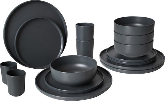 Bo-Camp – Industrial – Geschirr – Patom – 16-teilig – Anthrazit